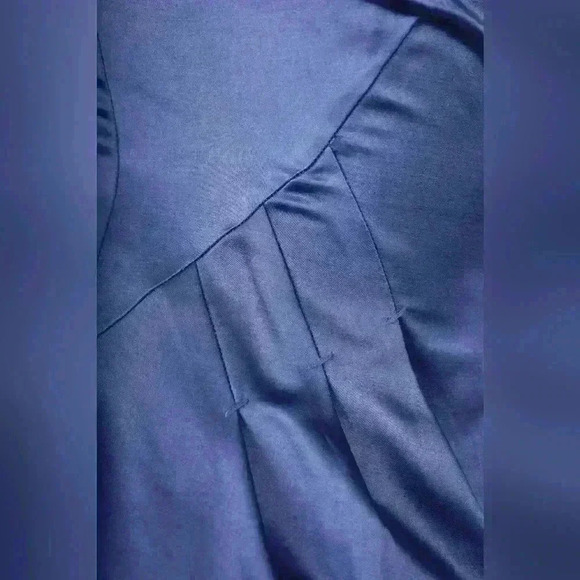 ROBERT  RODRIGUEZ Navy Blue Cotton Poly Satin Shift Pleat Fitted Dress 4US Small - Picture 10 of 10